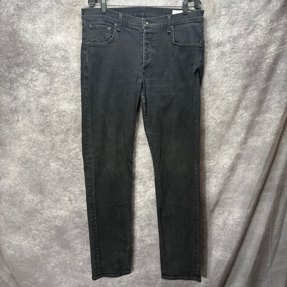 Rag & Bone Fit 2 Slim Leg Faded Black Jeans Mens Size 36 Grunge Minimalist